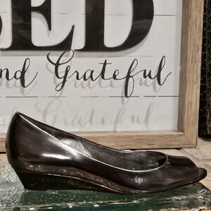 Cole Haan Air Elly OT Ballet Wedge Flats Silver Metallic Sz 7.6 #D24279